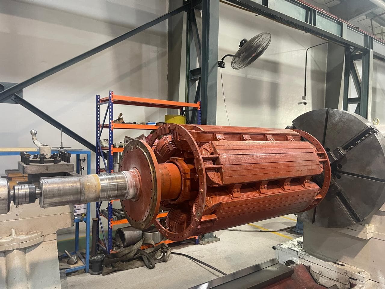 Large rotor on support stands